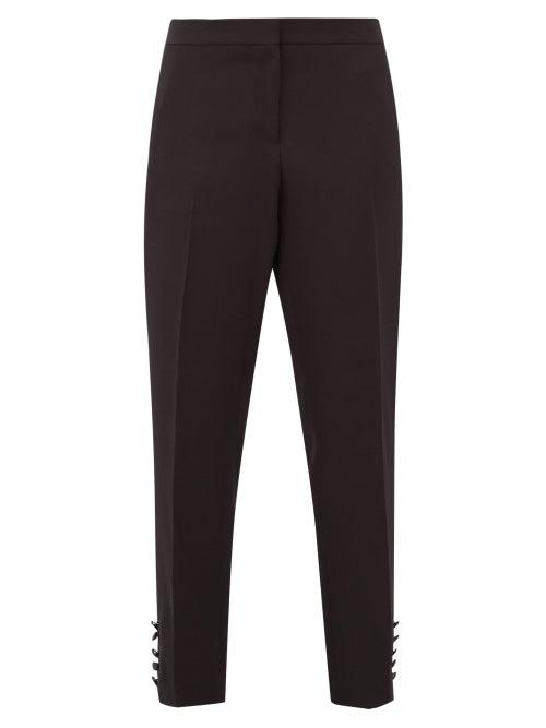 Matchesfashion.com Burberry - Hanover Buttoned-cuff Wool-crepe Tuxedo Trousers - Womens - Black White