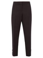 Matchesfashion.com Burberry - Hanover Buttoned-cuff Wool-crepe Tuxedo Trousers - Womens - Black White