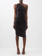 Norma Kamali - Diana One-shoulder Ruched Lam Dress - Womens - Black