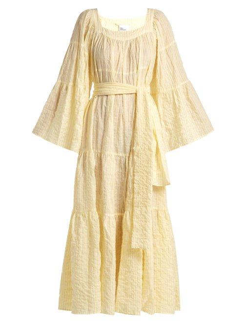 Matchesfashion.com Lisa Marie Fernandez - Striped Seersucker Maxi Dress - Womens - Yellow Multi
