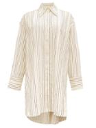 Matchesfashion.com Ssone - Oversized Striped Cotton-blend Shirt - Womens - White/blue