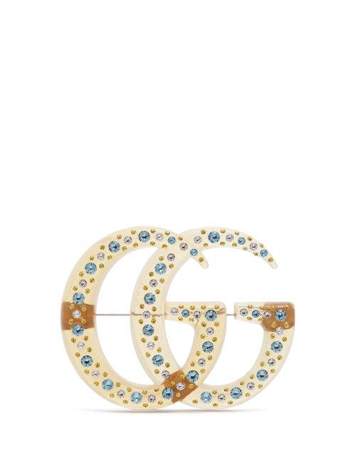 Matchesfashion.com Gucci - Gg Crystal Resin Brooch - Womens - White