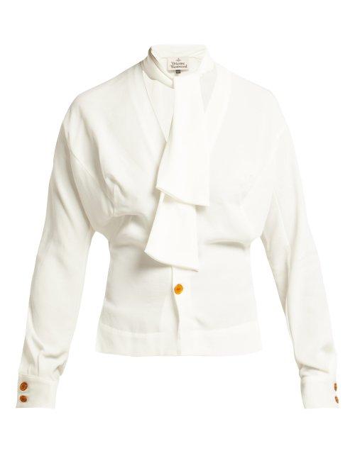 Matchesfashion.com Vivienne Westwood - Wilma Crepe De Chine Blouse - Womens - White