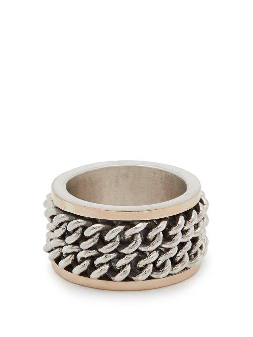 Matchesfashion.com Alan Crocetti - Andromeda Double Chain Ring - Mens - Silver Multi