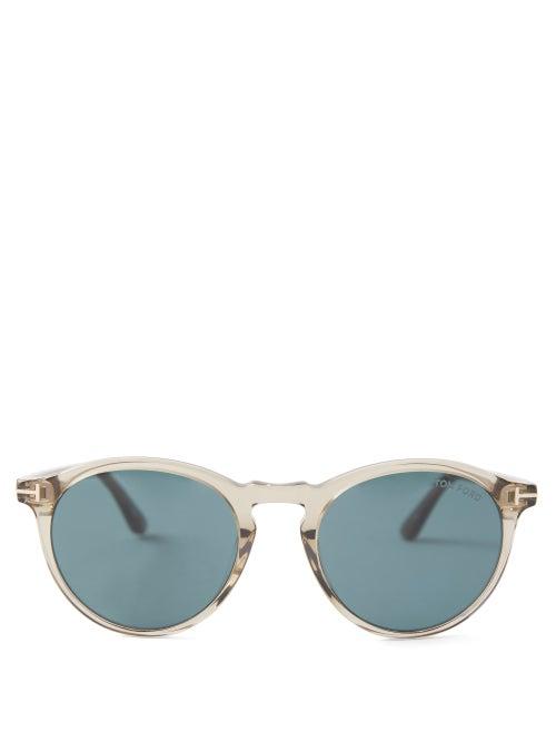 Tom Ford Eyewear - Aurele Round Acetate Sunglasses - Mens - Beige