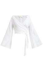 Matchesfashion.com Sara Battaglia - Wrap Front Crepe Cropped Top - Womens - White