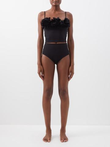 Maygel Coronel - Ligeia Ruffled Tankini - Womens - Black