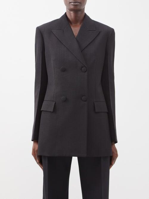 Jil Sander - Double-breasted Slubbed-canvas Suit Jacket - Womens - Black