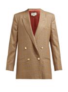 Matchesfashion.com Gucci - Micro Houndstooth Double Breasted Wool Blazer - Womens - Brown Multi