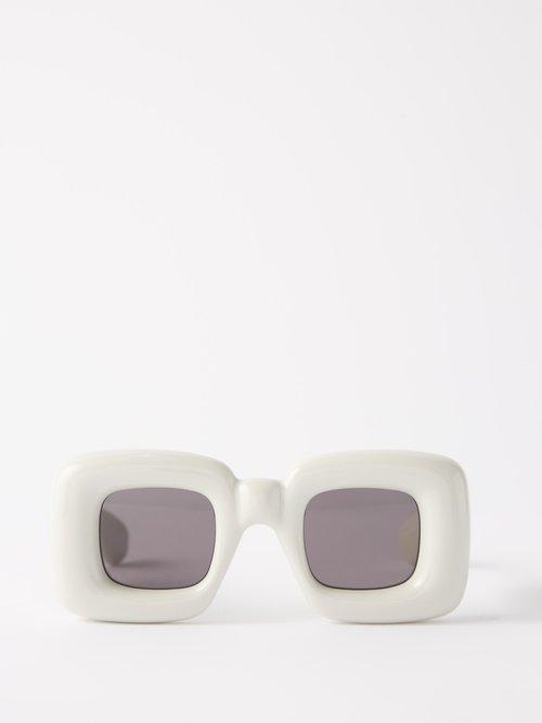 Loewe Eyewear - Inflated Square Acetate Sunglasses - Mens - Grey White