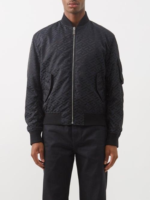 Versace - Reversible Monogram-print Shell Bomber Jacket - Mens - Navy Black