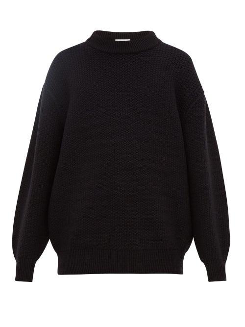 Matchesfashion.com Raey - Slip Stitch Wool Blend Sweater - Mens - Black