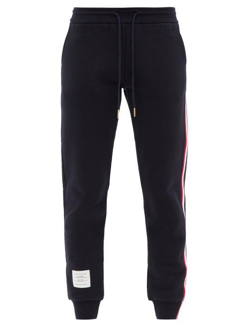 Ladies Rtw Thom Browne - Tricolour-stripe Cotton-jersey Track Pants - Womens - Navy