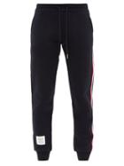 Ladies Rtw Thom Browne - Tricolour-stripe Cotton-jersey Track Pants - Womens - Navy
