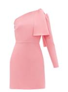 Matchesfashion.com Msgm - One-shoulder Crepe Mini Dress - Womens - Pink