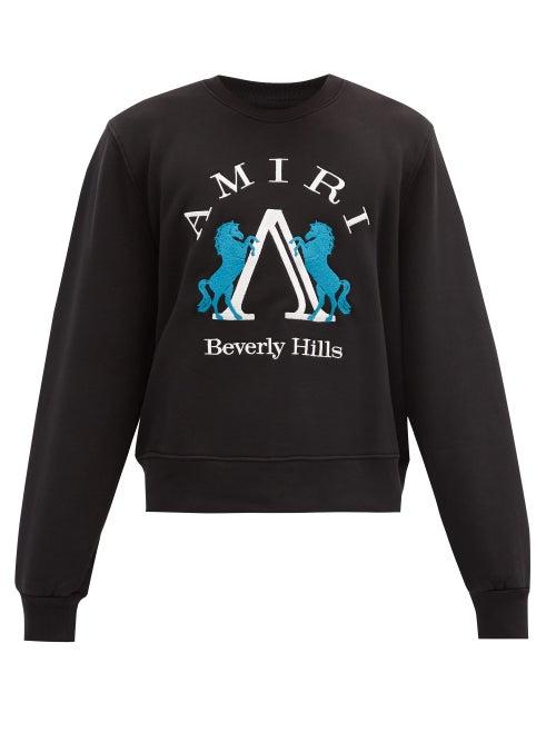 Matchesfashion.com Amiri - Logo-embroidered Cotton-jersey Sweatshirt - Mens - Black