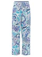 Matchesfashion.com Le Sirenuse, Positano - Stephan Psycho-print Cotton Wide-leg Trousers - Womens - Blue Print