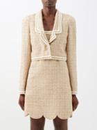 Giambattista Valli - Chain-trimmed Cropped Metallic-tweed Jacket - Womens - Beige
