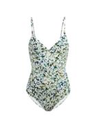 Matchesfashion.com On The Island - Asteria Floral Print Scoop Back Swimsuit - Womens - Green Print
