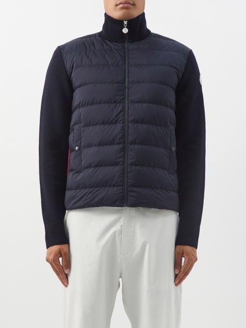 Moncler - Quilted Zip-front Cotton-blend Cardigan - Mens - Navy
