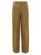 Matchesfashion.com Joseph - Alana Cotton-blend Canvas Wide-leg Trousers - Womens - Khaki