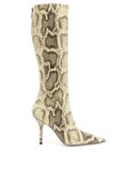 Matchesfashion.com Paris Texas - Mama Python-effect Leather Knee-high Boots - Womens - Cream Multi