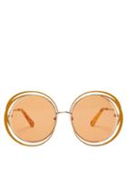 Matchesfashion.com Chlo - Carlina Round Metal And Acetate Sunglasses - Womens - Orange Gold