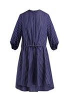 Matchesfashion.com Maison Rabih Kayrouz - Striped Cotton Poplin Shirtdress - Womens - Blue