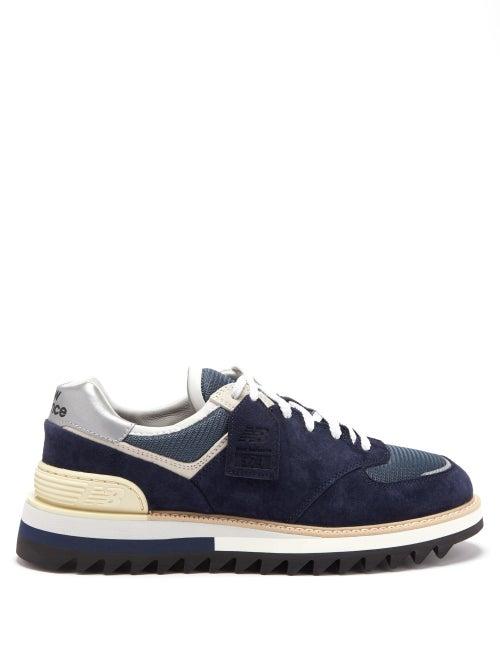 New Balance X Tokyo Design Studio - 574 Suede And Mesh Trainers - Mens - Navy Multi