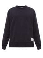 Matchesfashion.com Thom Browne - Tricolor-jacquard Cotton-jersey Sweatshirt - Mens - Navy
