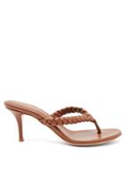 Ladies Shoes Gianvito Rossi - Tropea 70 Braided Leather Sandals - Womens - Tan