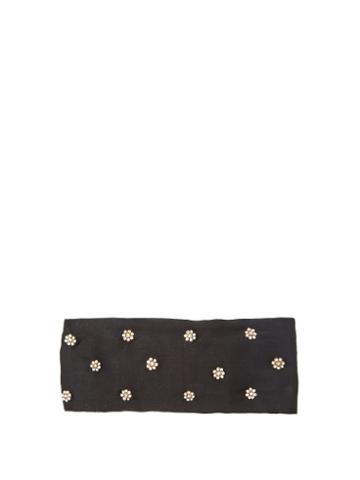 Matchesfashion.com Julia Clancey - Alice Crystal Bud Silk Headband - Womens - Black