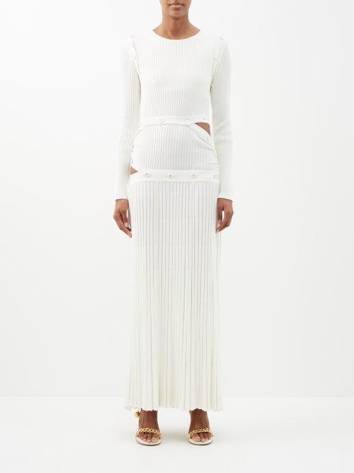 Christopher Esber - Deconstructed Cutout Ribbed-knit Maxi Dress - Womens - White