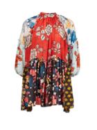 Matchesfashion.com Biyan - Soffi Raglan-sleeve Floral-print Silk Blouse - Womens - Red Multi
