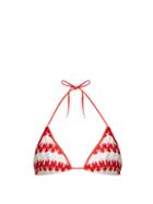 Matchesfashion.com Missoni Mare - Zigzag Crochet Knit Bikini Top - Womens - Red White
