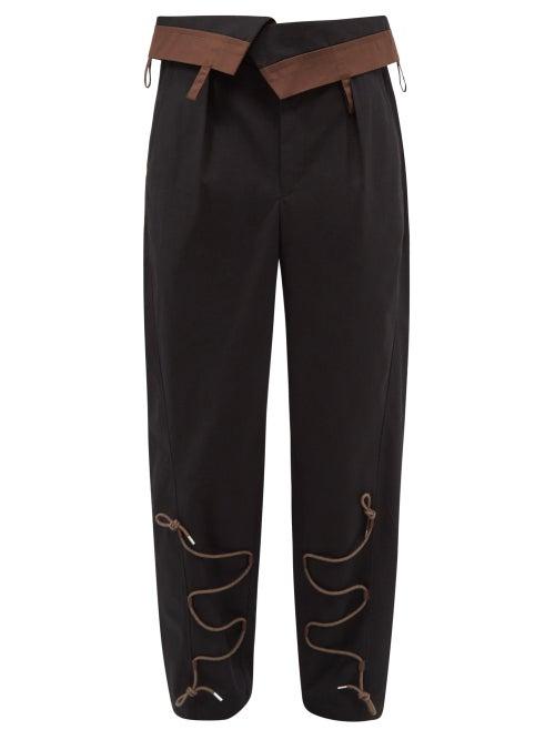 Jacquemus - Lace-appliqu Cotton-ripstop Trousers - Mens - Black