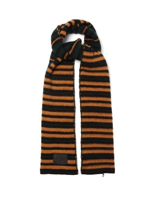 Paul Smith - Logo-label Striped Brushed-wool Scarf - Mens - Green