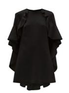 Matchesfashion.com Giambattista Valli - Cape Back Cotton-blend Crepe Dress - Womens - Black