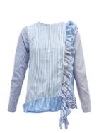 Matchesfashion.com By Walid - Nicky Panelled Striped Cotton Blouse - Womens - Blue Multi