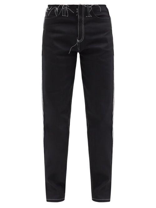 Matchesfashion.com Maison Margiela - Raw-cut Topstitched Straight-leg Jeans - Mens - Black