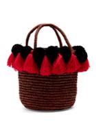 Sensi Studio Pompom-embellished Toquilla-straw Basket Bag