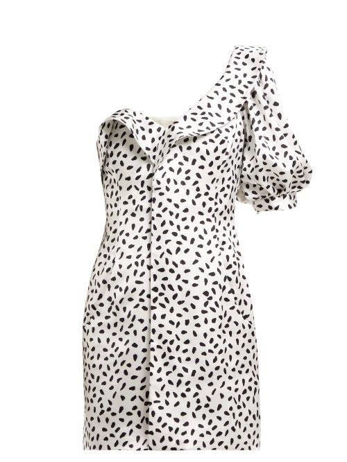 Matchesfashion.com Self-portrait - Dot Print Dress - Womens - White Black