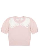 Matchesfashion.com Self-portrait - Lace-insert Knitted Top - Womens - Light Pink