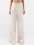 Lemaire - Pleated Cotton-poplin Trousers - Womens - Light Cream