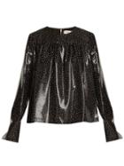 Matchesfashion.com Diane Von Furstenberg - Polka Dot Print Silk Blend Top - Womens - Black White