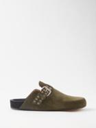Isabel Marant - Mirvin Suede Backless Loafers - Womens - Khaki Multi