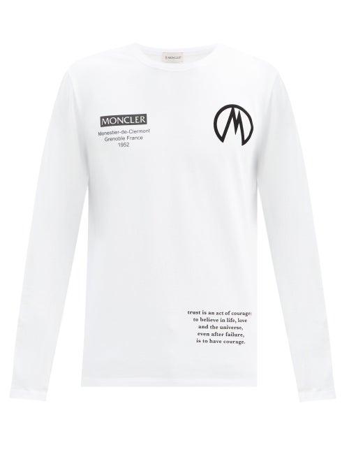 Matchesfashion.com Moncler - Logo-patch Long-sleeved Cotton-jersey T-shirt - Mens - White
