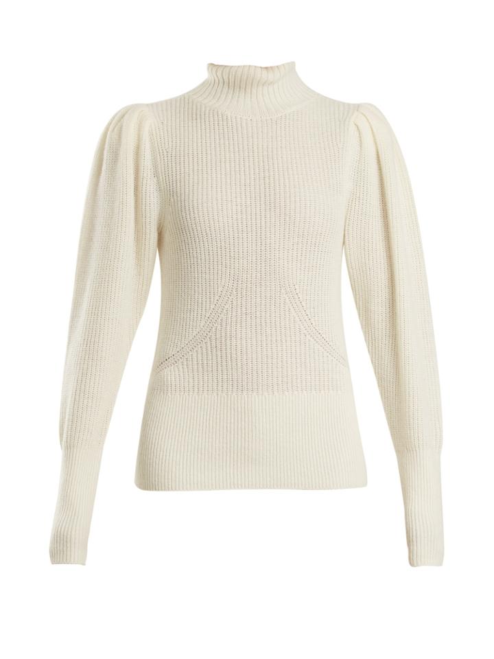 Frame High-neck Wool-blend Ribbed-knit Sweater