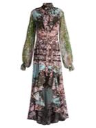 Natasha Zinko Sakura-print Silk Crepe De Chine Dress