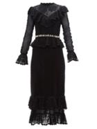 Matchesfashion.com Zimmermann - Allia Shell Belt Cotton Crochet Midi Dress - Womens - Black
